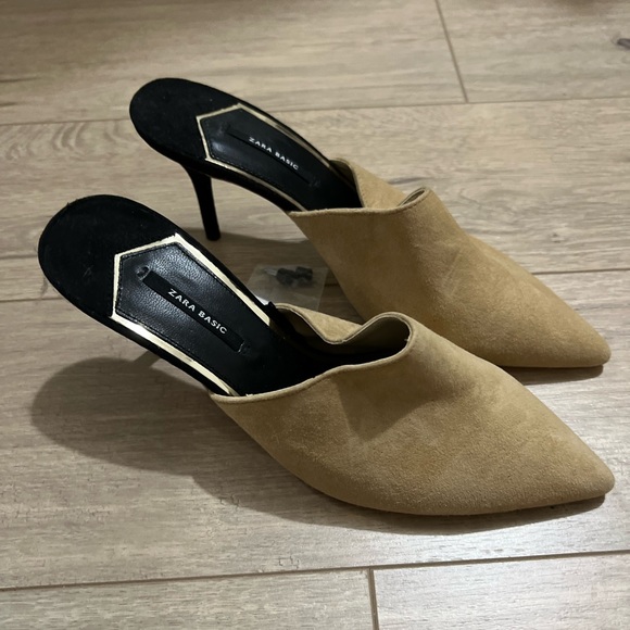 Zara Leather Pointed Heeled Mules EUR 38 - Picture 4 of 8